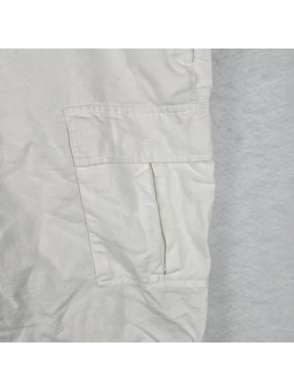 Sean John Men's White Linen Cotton Cargo Shorts Size 42 with Drawstring Waist